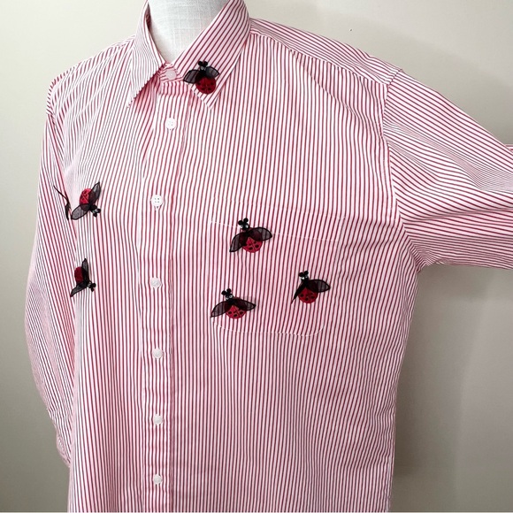 Mili Designs Striped Button Up Lady Bug Shirt Large - Picture 2 of 11